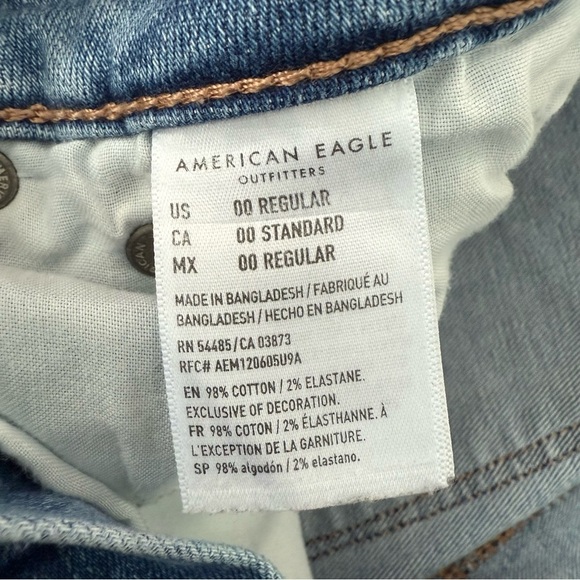 Women’s American Eagle Slim Straight Super Stretch Frayed Hem Jeans Size 00 - Picture 13 of 16